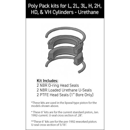 Parker - After Market Parts Hydraulic Cylinder Repair Kit- 1 Piston Kits PK102HLLP1